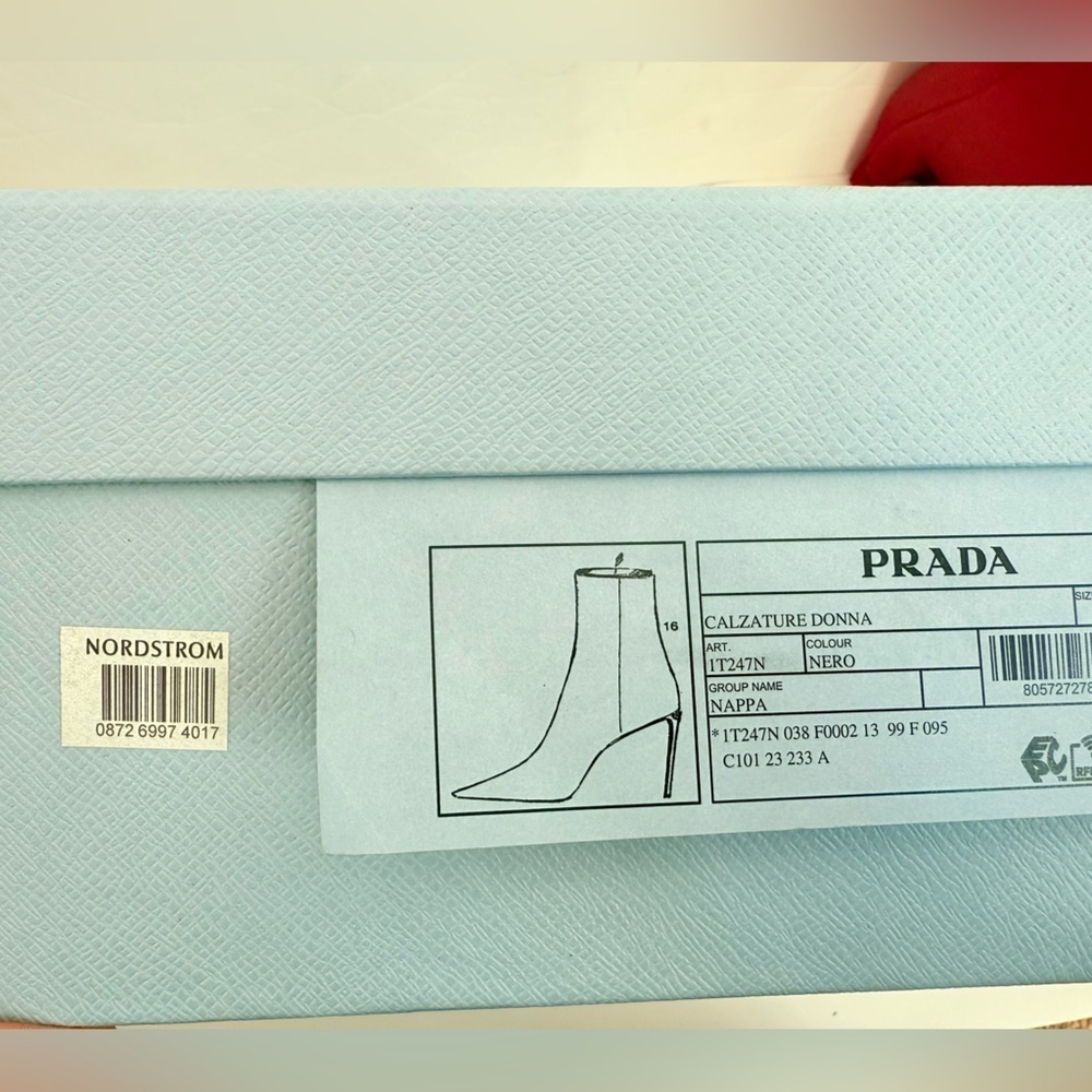 Prada Black Nappa Leather Triangle logo Plaque heel ankle booties EU 40 - Picture 13 of 13
